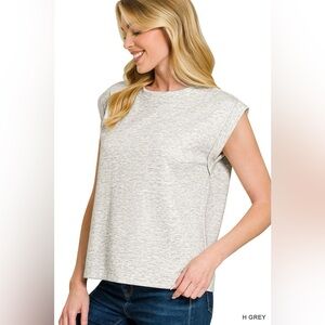 Zenana Scuba Round Neck Cap Sleeve Top